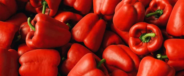 Pile Red Paprika Peppers Background Closeup — Stock Photo, Image