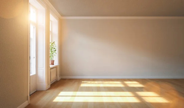 Parede Branco Quarto Apartamento Vazio Com Uma Varanda Uma Janela — Fotografia de Stock