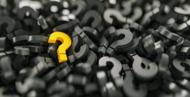 Siyah işaretlerin arkaplanındaki sarı soru işareti