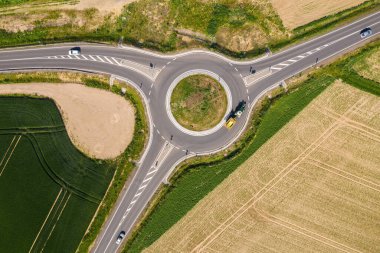 Traffic circle, roundabout - aerial view clipart