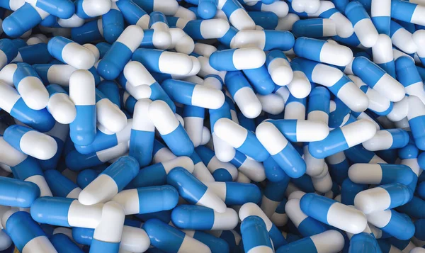 Many Blue Pills Capsules — Stock Photo, Image