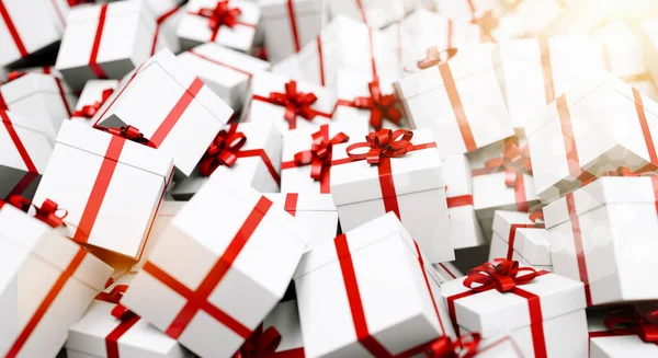 Gift Boxes Red Ribbons — Stock Photo, Image