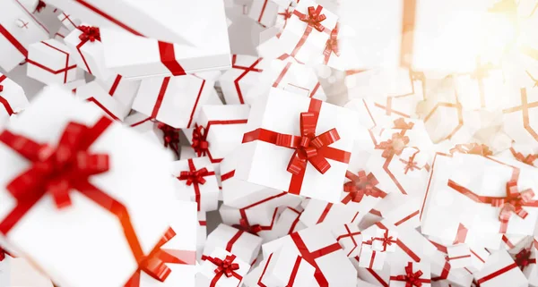 Veel Kerst Rode Geschenkdoos — Stockfoto
