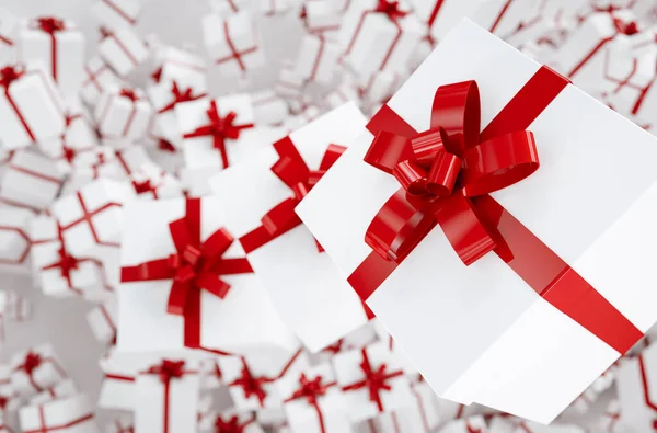 圣诞及元旦红色礼品盒 — 图库照片