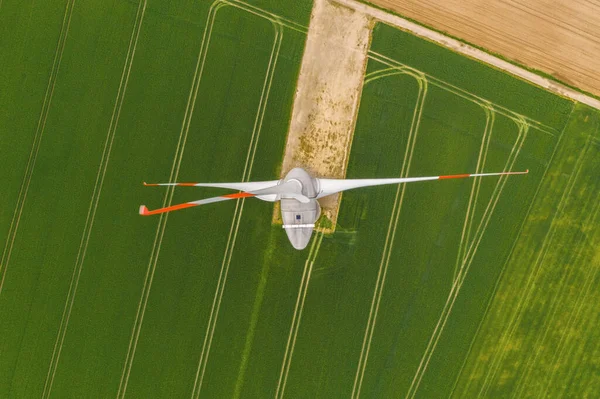 Légi Felvétel Szélturbináról Egy Olyan Eszköz Amely Szél Mozgási Energiáját — Stock Fotó