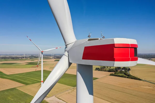 Turbina Wiatrowa Lotu Ptaka Zrównoważony Rozwój Przyjazna Dla Środowiska Koncepcja — Zdjęcie stockowe