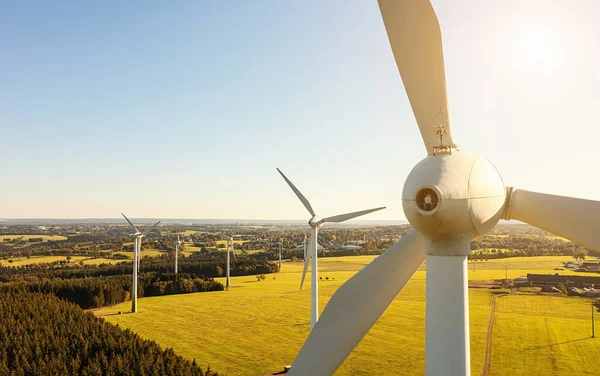 Turbiny Wiatrowe Farma Energetyczna Wiatraków Przestrzenią Kopiowania Indywidualnego Tekstu — Zdjęcie stockowe