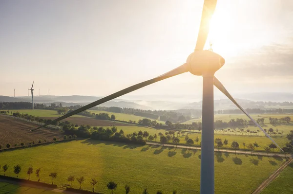 Wind Turbine Agricultural Fields Summer Day Energy Production Clean Renewable — Stock Photo, Image