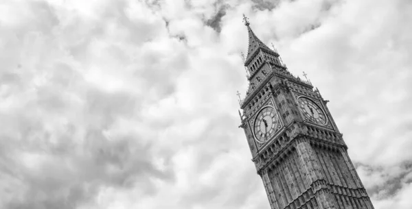 Big Ben Avec Ciel Nuageux Aux Couleurs Noir Blanc Londres — Photo