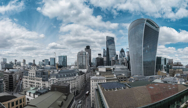 Bank district of central London panorama with famous skyscrapers - London, UK