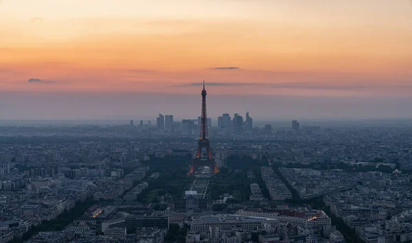 Skyline Van Parijs Met Eiffeltoren Bij Zonsondergang Parijs Frankrijk Eiffeltoren — Stockfoto