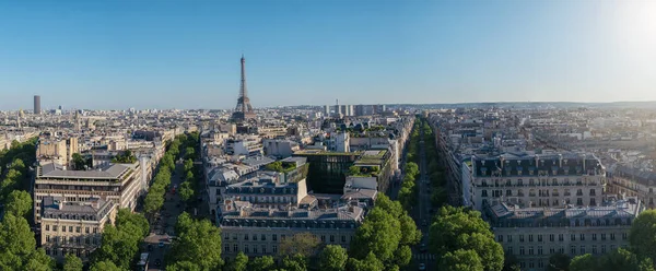 Paris Skyline Panorama Med Eiffeltorn Utsikt Från Triumfbågen — Stockfoto