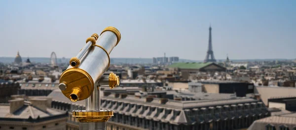Párizs Városképe Teleszkóppal Franciaország — Stock Fotó