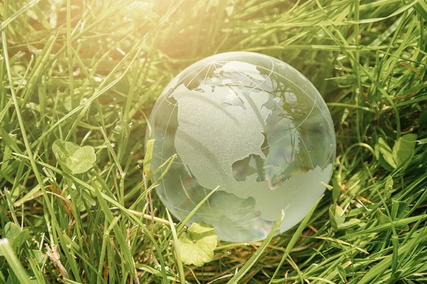 Glaskugel Graskonzept Für Den Umweltschutz — Stockfoto