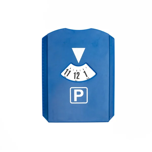 Blue Parking Disc Arrival Time Isolated White — Stock Photo, Image