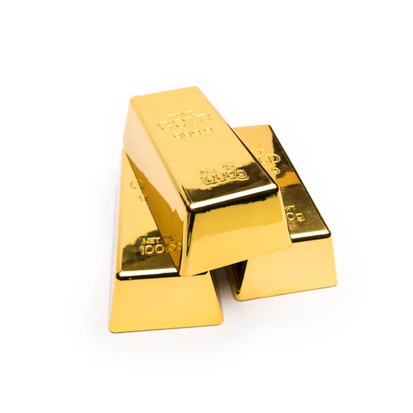 Shiny Gold Bars Isolated White — Stock Photo, Image