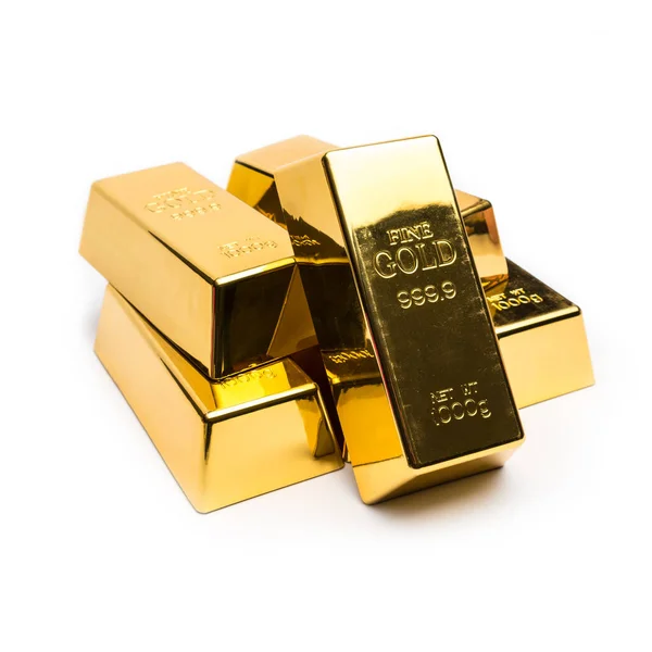 Gold Bars Heap White — Stock Photo, Image