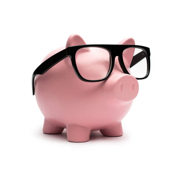 Piggy Bank Black Glasses — Stock Photo, Image