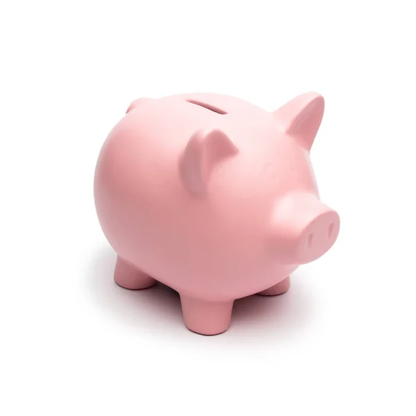 Pink Piggy Bank Белом Фоне — стоковое фото