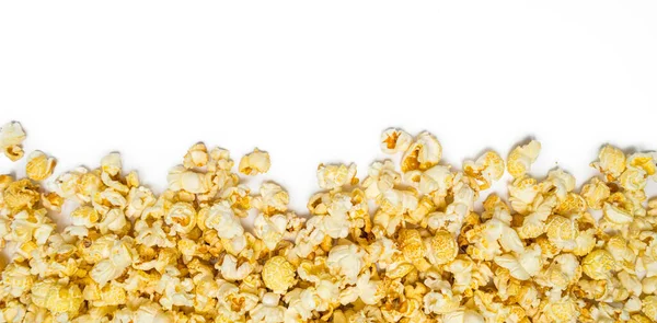 Popcorn Geïsoleerd Witte Achtergrond Met Kopieerruimte Voor Tekst — Stockfoto