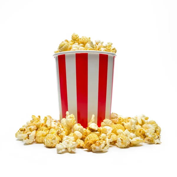 Popcorn Einer Schachtel Isoliert Auf Weiß — Stockfoto