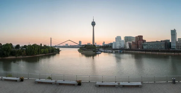 Düsseldorf Město Východ Slunce Panorama — Stock fotografie