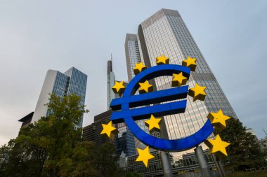 EURO sign in Frankfurt am Main at autumn clipart