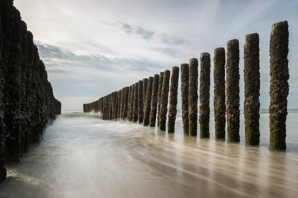 stock image wave breakers at the Dutch beach