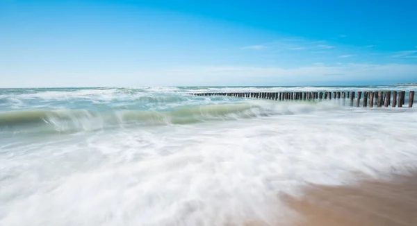Szorstki Widok Ocean Długi Czas — Zdjęcie stockowe