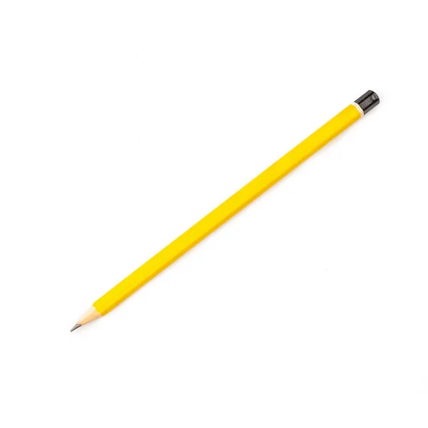 Żółty Drewniany Ołówek Izolowany Białym Tle — Zdjęcie stockowe