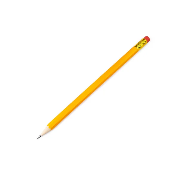 Lápis Amarelo Isolado Sobre Fundo Branco — Fotografia de Stock