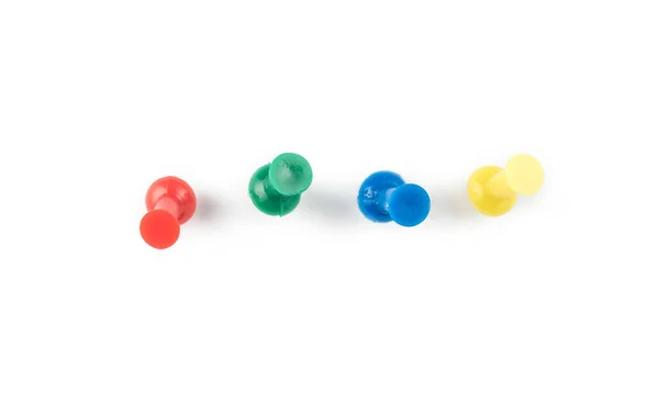 Set Push Pins Different Colors Isolated White — Stock Photo, Image