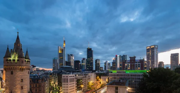 Horizonte Frankfurt Vista Cidade Velha Entardecer — Fotografia de Stock