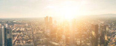 Frankfurt Skyline Sunset Panorama, Almanya