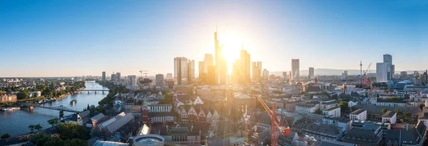Frankfurt Main Sunset Panorama — Foto de Stock