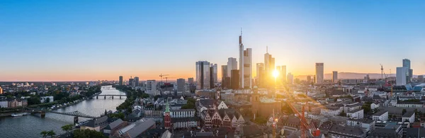 Panorama Verano Del Distrito Financiero Frankfurt — Foto de Stock