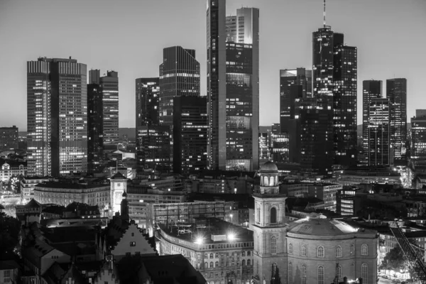 Frankfurt Nad Mohanem Finanční Čtvrť Černobílá — Stock fotografie