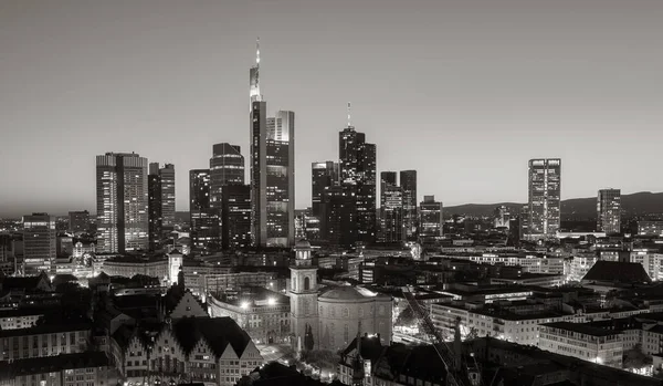 stock image Frankfurt Sykline at night monochrome