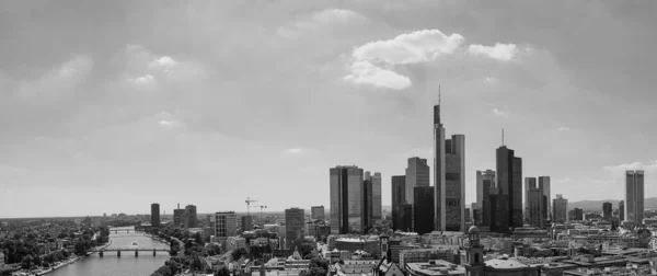 Frankfurt Nad Mohanem Panorama Černobílé — Stock fotografie