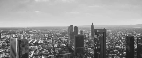 Frankfurt Skyline Atardecer Panorama Colores Blanco Negro — Foto de Stock