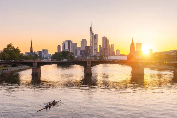 Frankfurt Alemanha Skyline Distrito Financeiro Pôr Sol — Fotografia de Stock