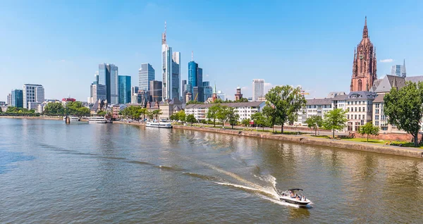 Vista Frankfurt Main Skyline Verão Alemanha — Fotografia de Stock