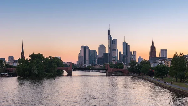 Pôr Sol Frankfurt Main Alemanha — Fotografia de Stock