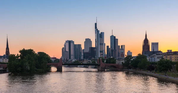 Vista Panorâmica Frankfurt Pôr Sol Alemanha — Fotografia de Stock