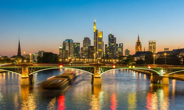 Bela Vista Frankfurt Main Skyline Noite Alemanha — Fotografia de Stock