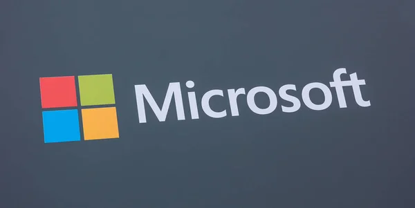 Hannover Almanya Marşı 2017 Microsoft Logosu Amblemi Microsoft Dünya Çapında — Stok fotoğraf