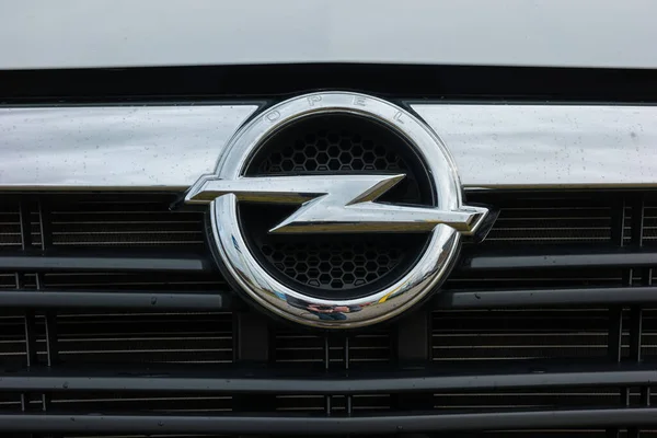stock image AACHEN, GERMANY FEBRUARY, 2017: Opel logo on a car grilll. Opel AG is a German automobile manufacturer.
