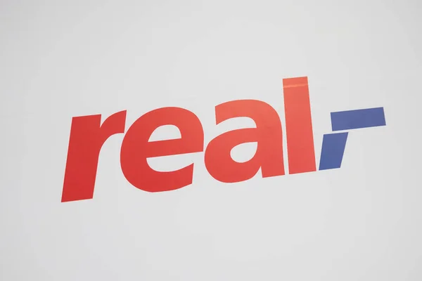 Cologne Tyskland September 2017 Real Logotyp Från Real Stormarknad Real — Stockfoto