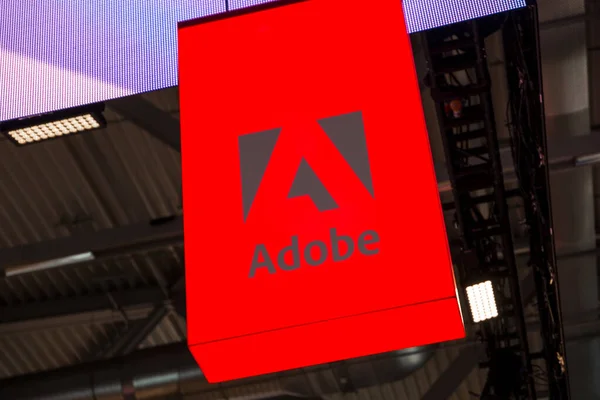 Cologne Germany September 2017 Adobe Logo Adobe Багатонаціональна Компанія Програмного Ліцензійні Стокові Зображення