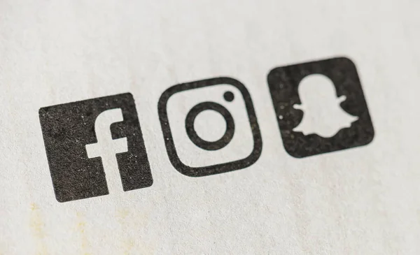 Олин Германия Октябрь 2017 Логотипы Различных Facebook Instagram Snapchat Сервисов — стоковое фото